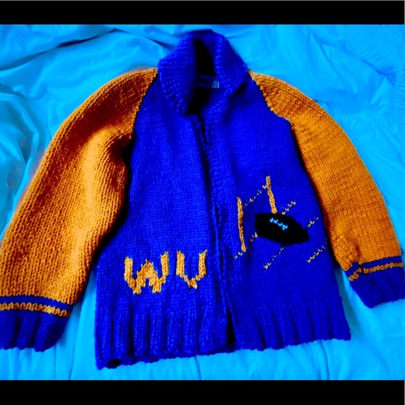 Other - 🎉🎉 Host Pick 🎉🎉💙💛 HAND Knit 🧶 WV Jacket/Coat Let’s go mountaineers 💙💛!!​